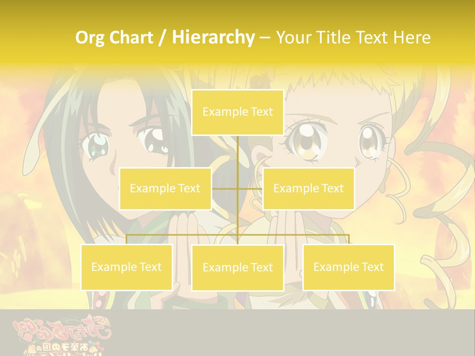 Two Anime Girls With Their Hands Together In Front Of A Yellow Background PowerPoint Template