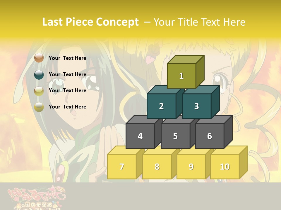 Two Anime Girls With Their Hands Together In Front Of A Yellow Background PowerPoint Template