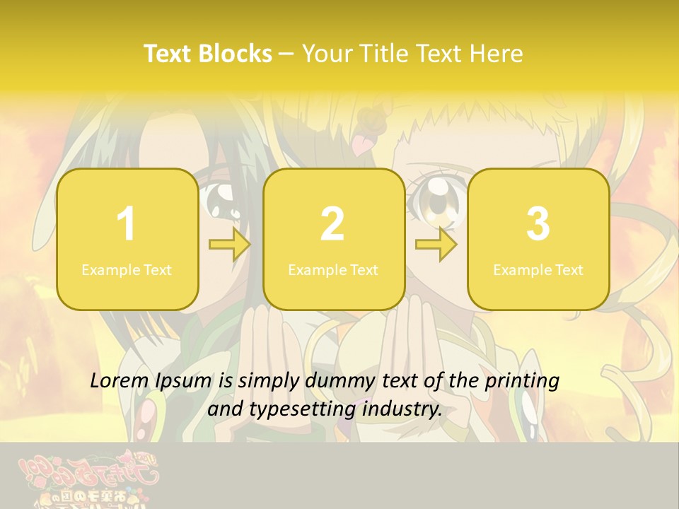 Two Anime Girls With Their Hands Together In Front Of A Yellow Background PowerPoint Template