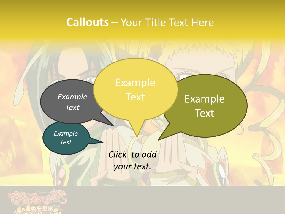 Two Anime Girls With Their Hands Together In Front Of A Yellow Background PowerPoint Template