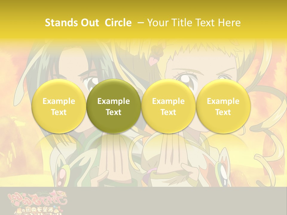 Two Anime Girls With Their Hands Together In Front Of A Yellow Background PowerPoint Template