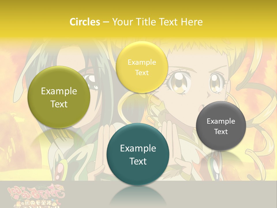 Two Anime Girls With Their Hands Together In Front Of A Yellow Background PowerPoint Template