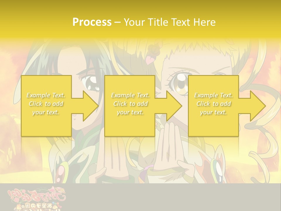 Two Anime Girls With Their Hands Together In Front Of A Yellow Background PowerPoint Template