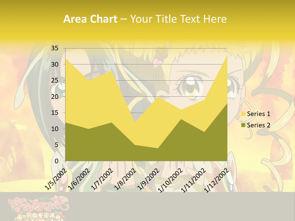 Two Anime Girls With Their Hands Together In Front Of A Yellow Background PowerPoint Template
