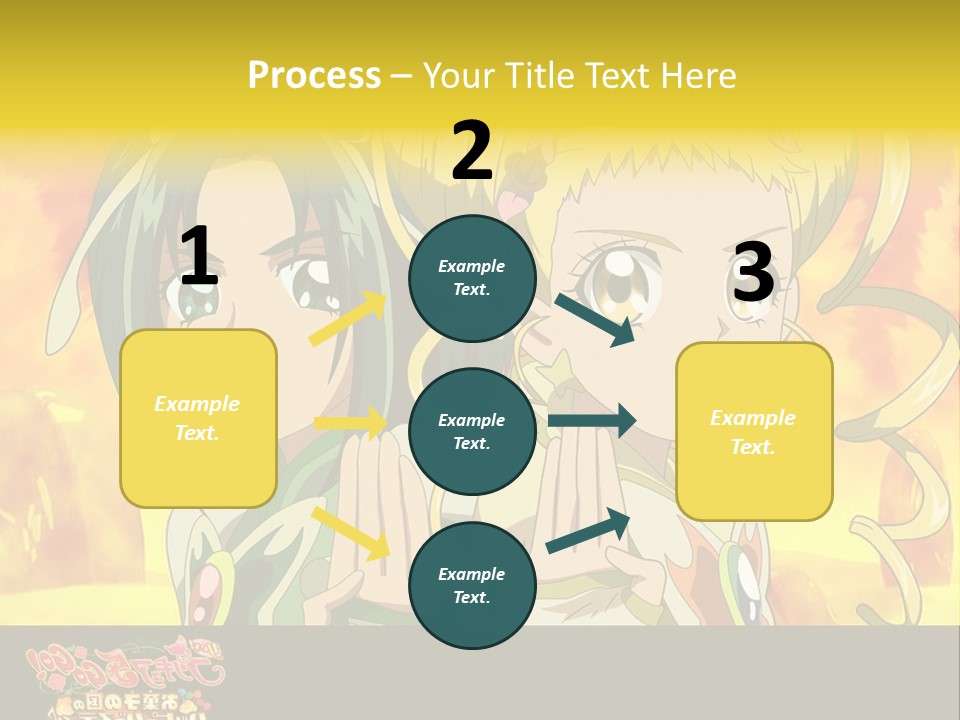 Two Anime Girls With Their Hands Together In Front Of A Yellow Background PowerPoint Template