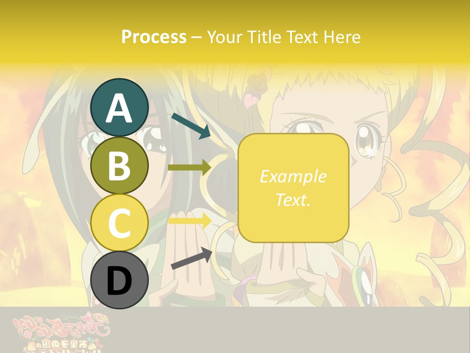 Two Anime Girls With Their Hands Together In Front Of A Yellow Background PowerPoint Template
