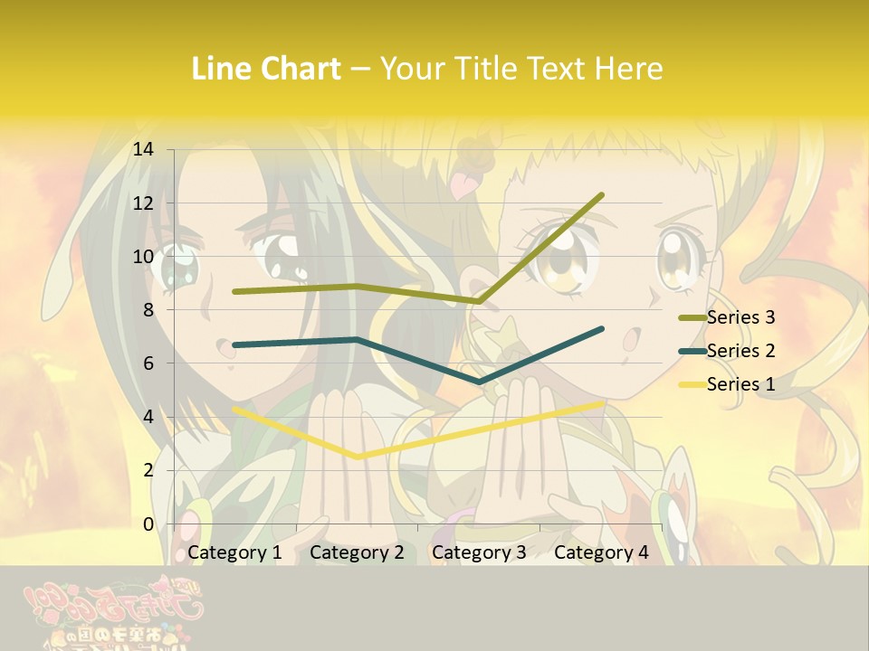 Two Anime Girls With Their Hands Together In Front Of A Yellow Background PowerPoint Template