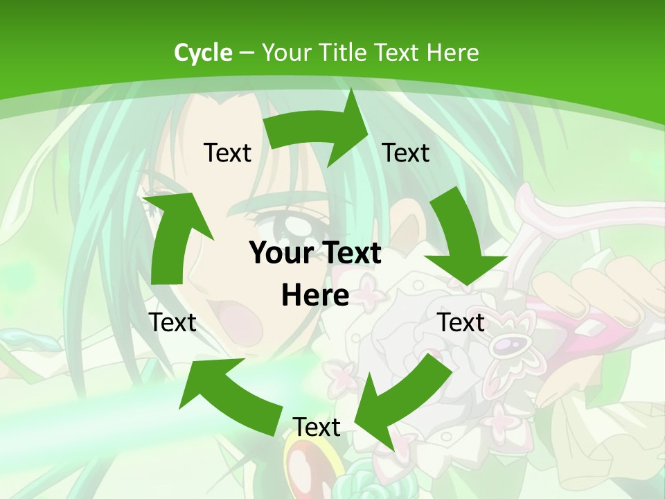 A Girl With Green Hair Holding A Sword PowerPoint Template