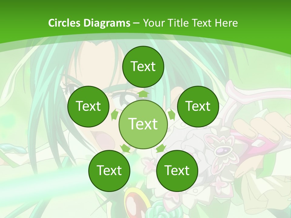 A Girl With Green Hair Holding A Sword PowerPoint Template
