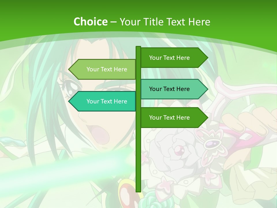 A Girl With Green Hair Holding A Sword PowerPoint Template