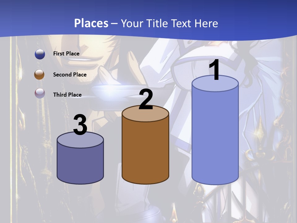 A Couple Of Anime Characters In Front Of A Blue Background PowerPoint Template