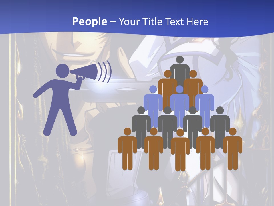 A Couple Of Anime Characters In Front Of A Blue Background PowerPoint Template