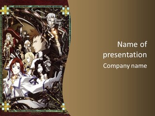 A Group Of Anime Characters On A Brown Background PowerPoint Template