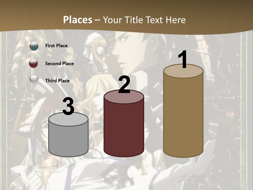 A Group Of Anime Characters On A Brown Background PowerPoint Template