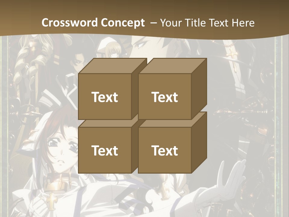 A Group Of Anime Characters On A Brown Background PowerPoint Template