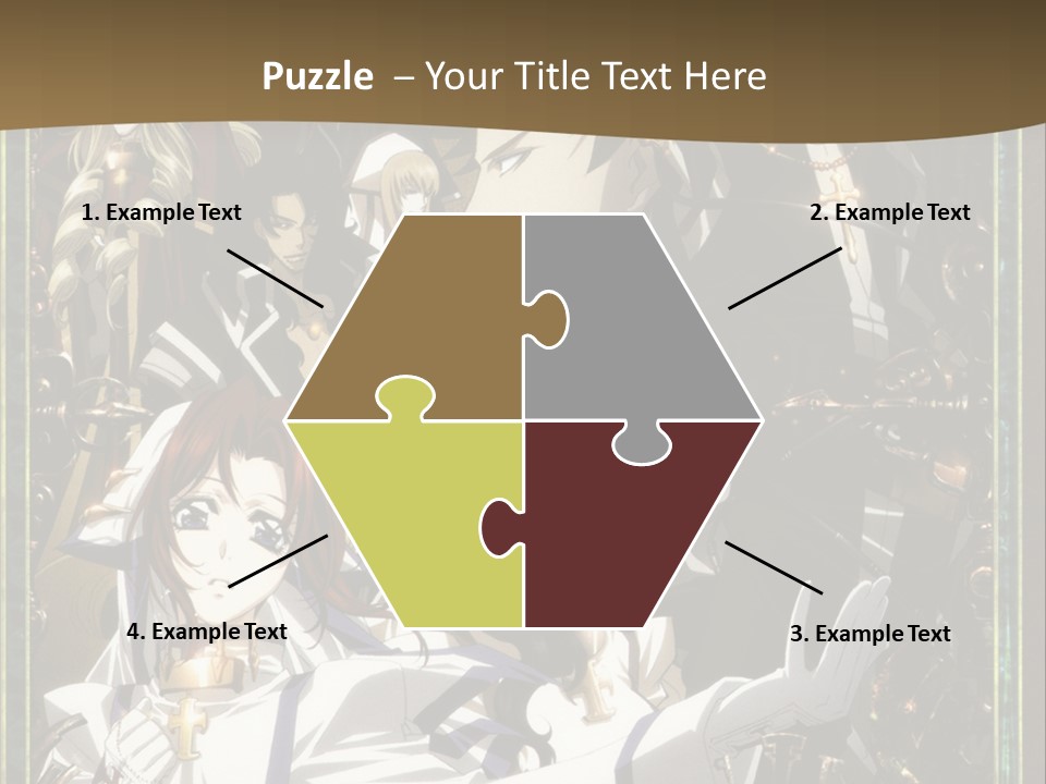 A Group Of Anime Characters On A Brown Background PowerPoint Template