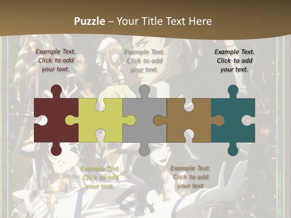 A Group Of Anime Characters On A Brown Background PowerPoint Template