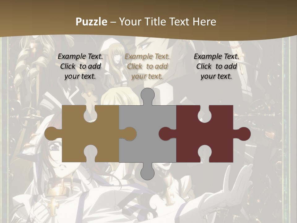 A Group Of Anime Characters On A Brown Background PowerPoint Template