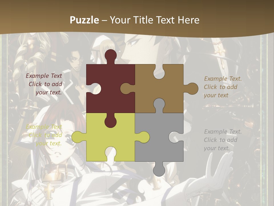 A Group Of Anime Characters On A Brown Background PowerPoint Template