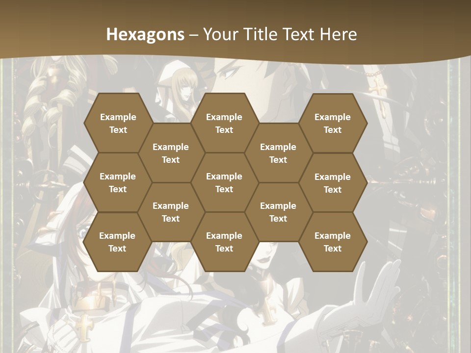 A Group Of Anime Characters On A Brown Background PowerPoint Template