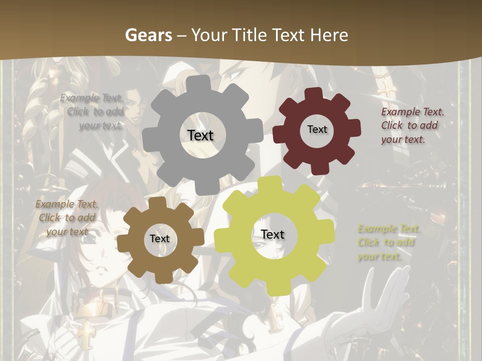 A Group Of Anime Characters On A Brown Background PowerPoint Template