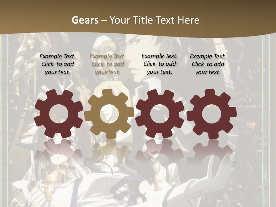 A Group Of Anime Characters On A Brown Background PowerPoint Template