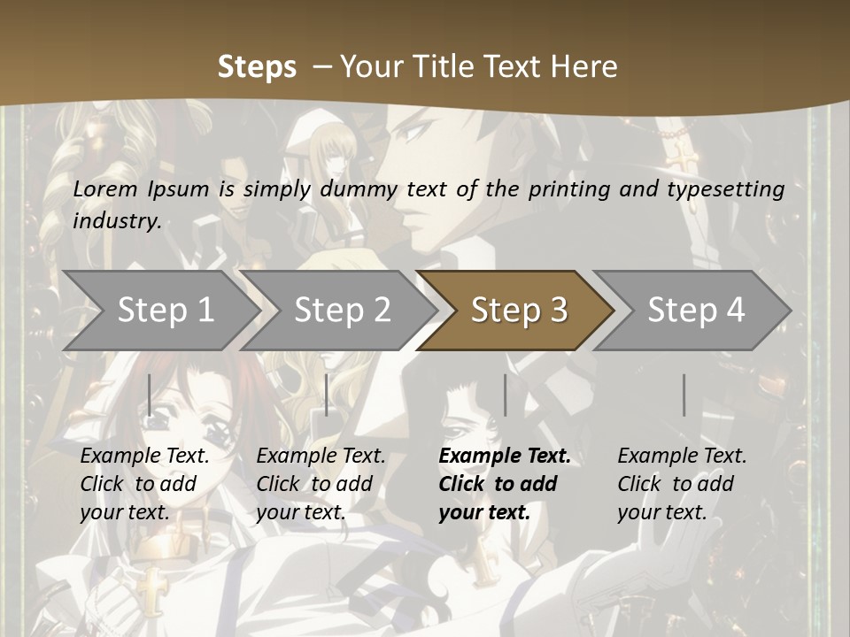 A Group Of Anime Characters On A Brown Background PowerPoint Template