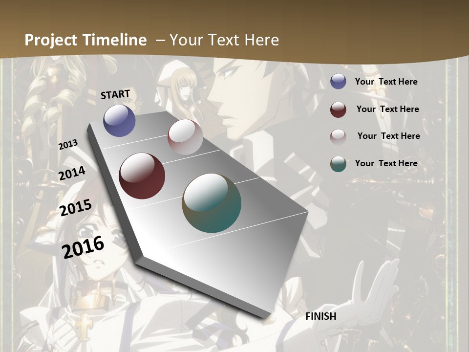 A Group Of Anime Characters On A Brown Background PowerPoint Template