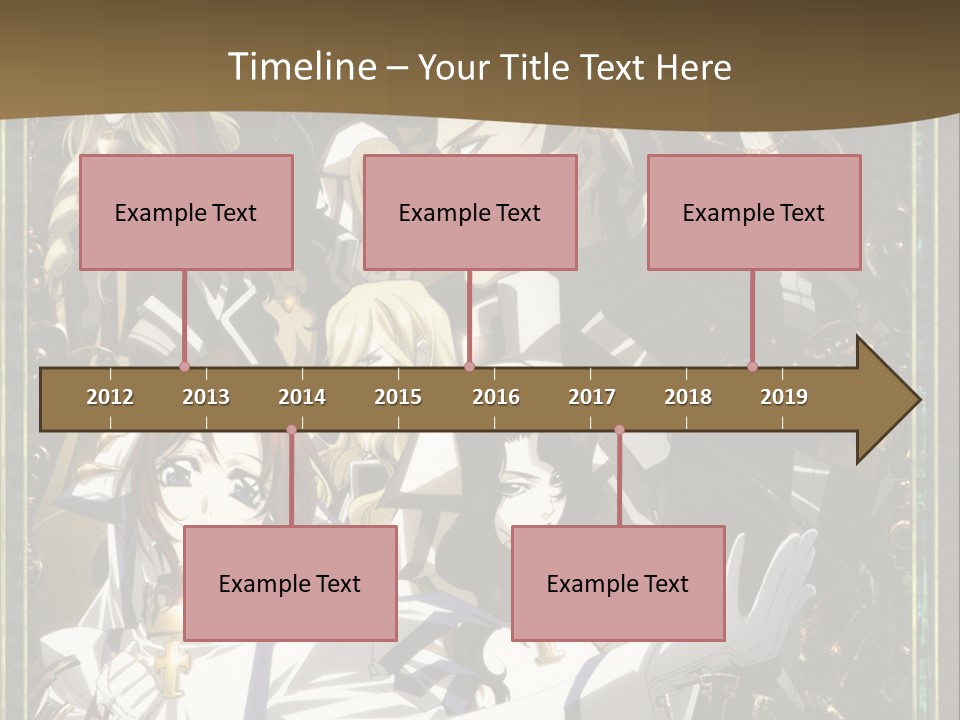A Group Of Anime Characters On A Brown Background PowerPoint Template