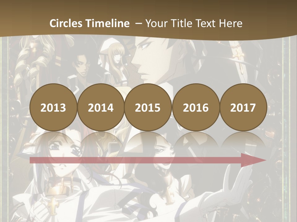 A Group Of Anime Characters On A Brown Background PowerPoint Template