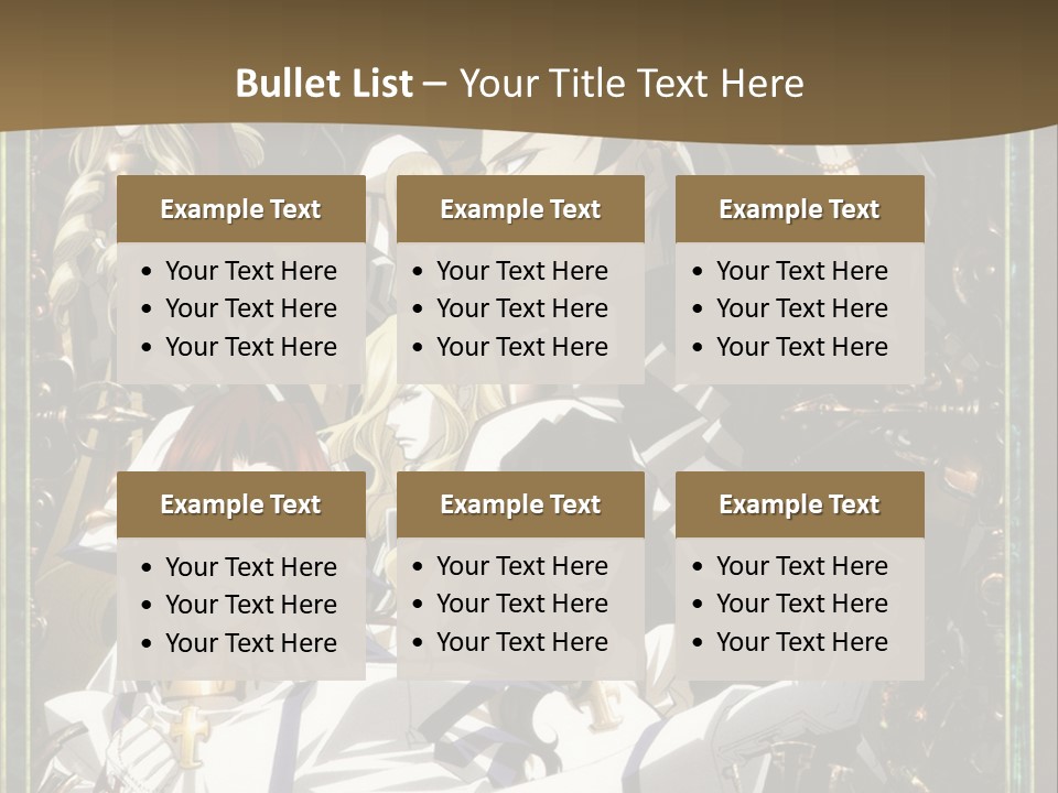 A Group Of Anime Characters On A Brown Background PowerPoint Template