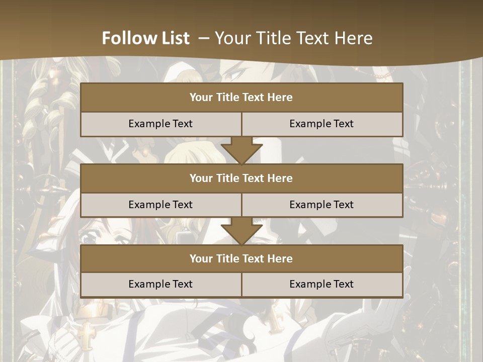 A Group Of Anime Characters On A Brown Background PowerPoint Template