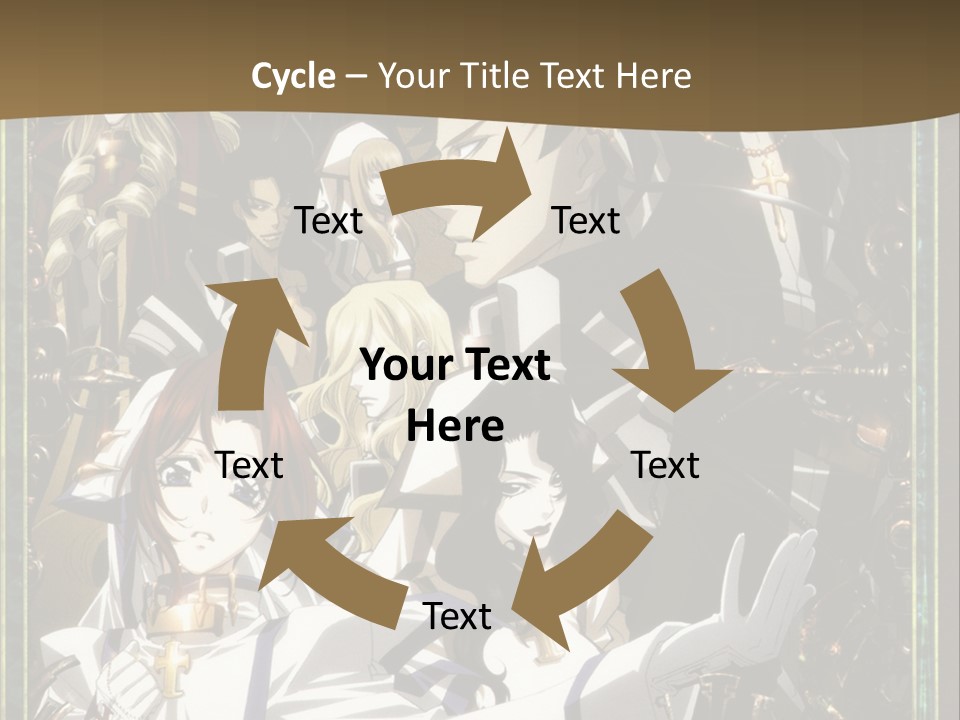 A Group Of Anime Characters On A Brown Background PowerPoint Template