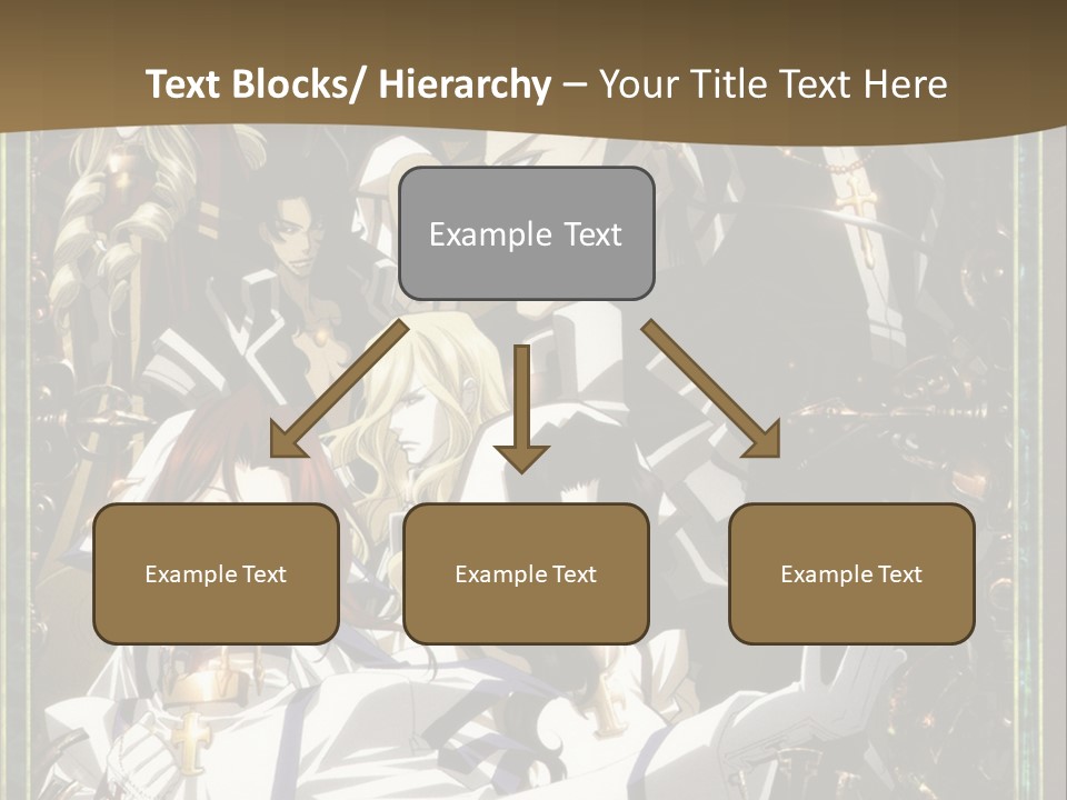 A Group Of Anime Characters On A Brown Background PowerPoint Template