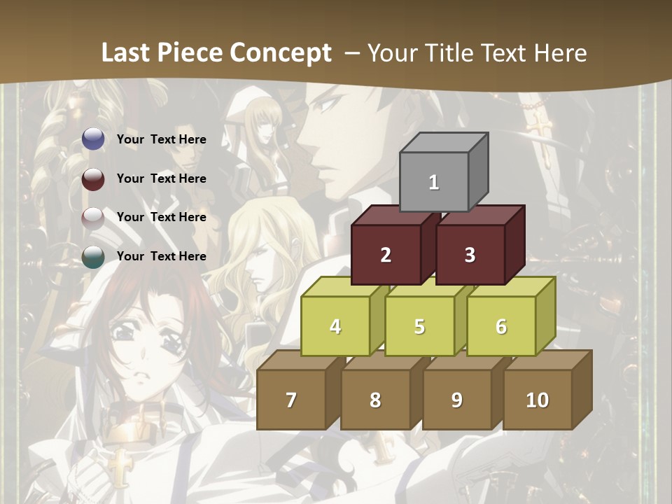 A Group Of Anime Characters On A Brown Background PowerPoint Template
