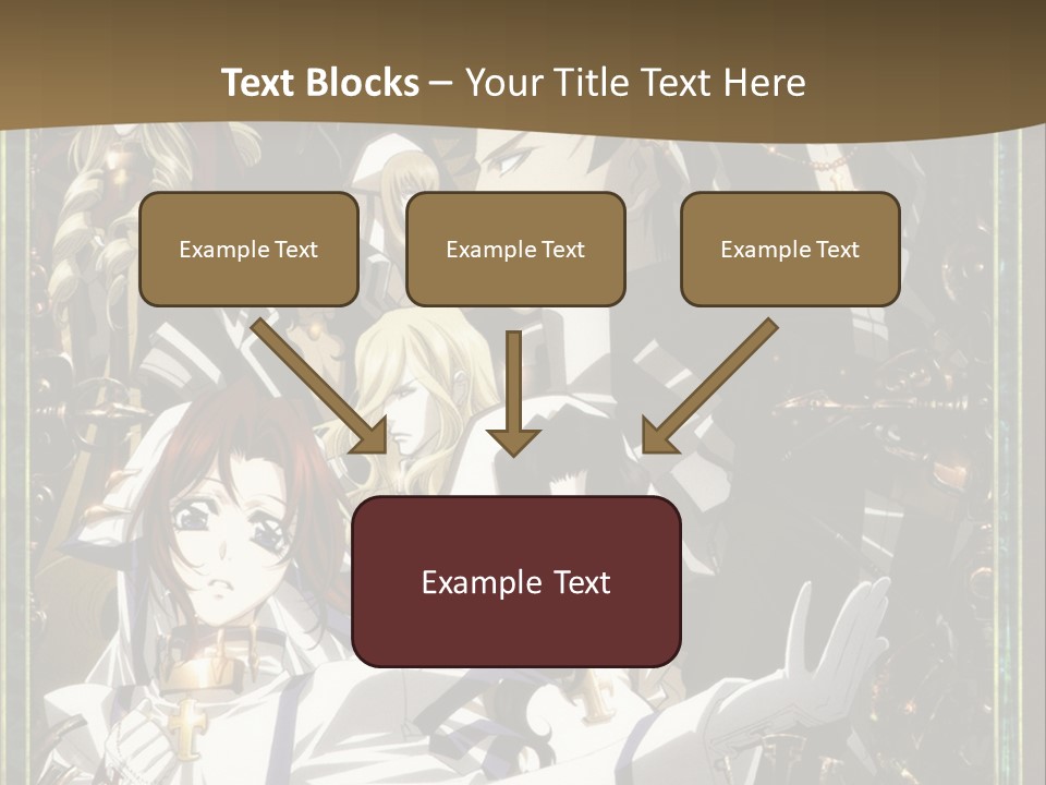 A Group Of Anime Characters On A Brown Background PowerPoint Template