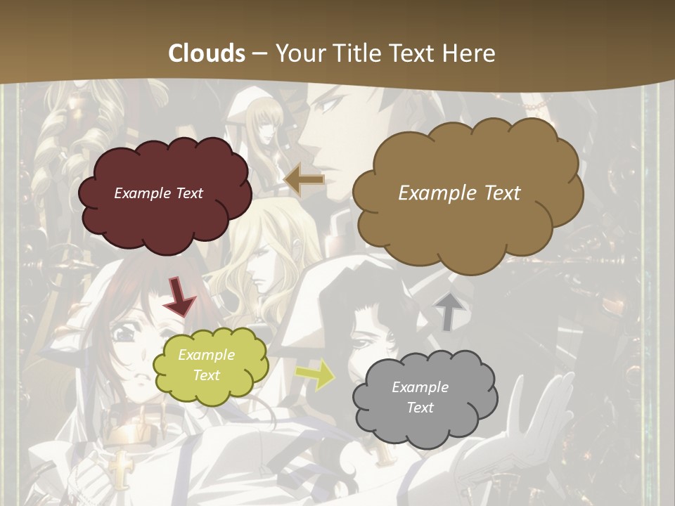 A Group Of Anime Characters On A Brown Background PowerPoint Template