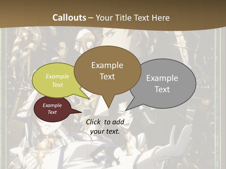 A Group Of Anime Characters On A Brown Background PowerPoint Template