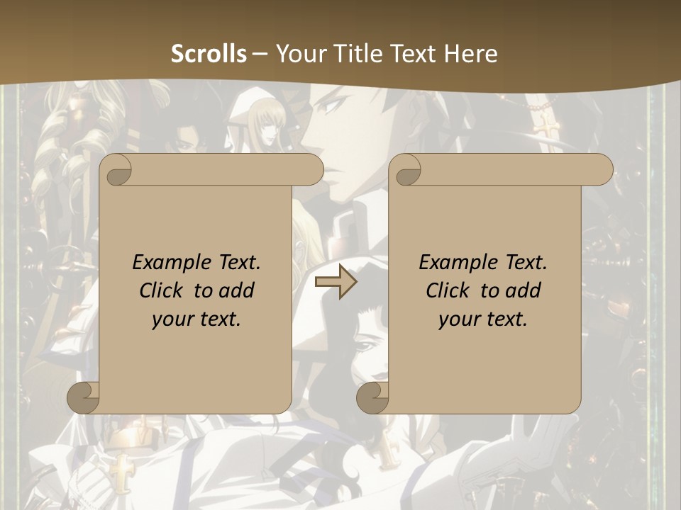 A Group Of Anime Characters On A Brown Background PowerPoint Template