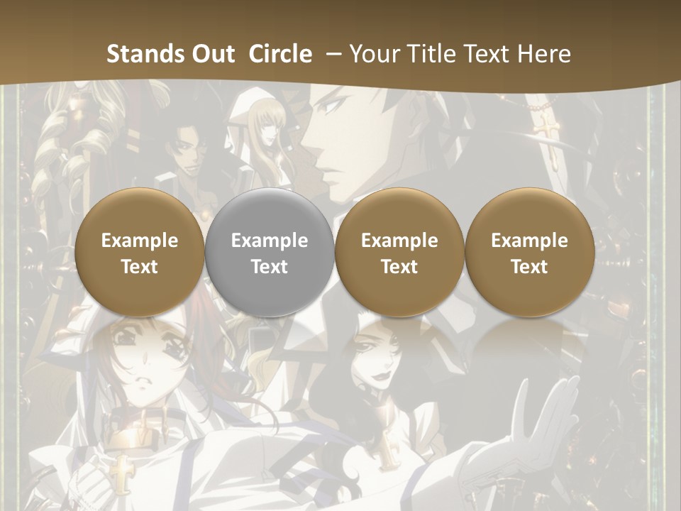 A Group Of Anime Characters On A Brown Background PowerPoint Template