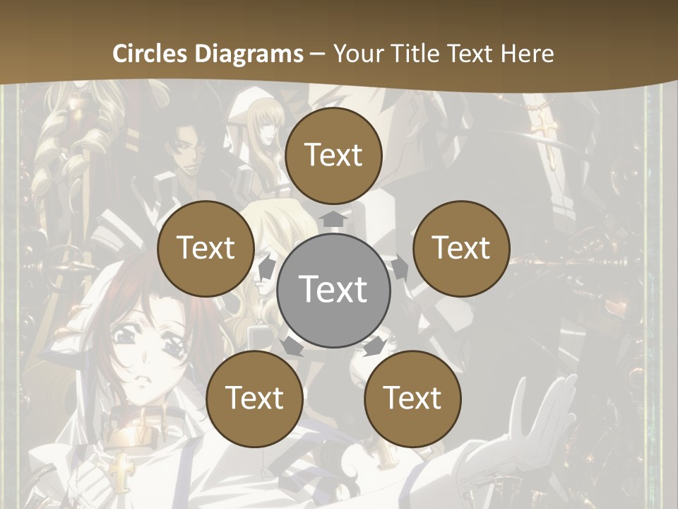 A Group Of Anime Characters On A Brown Background PowerPoint Template