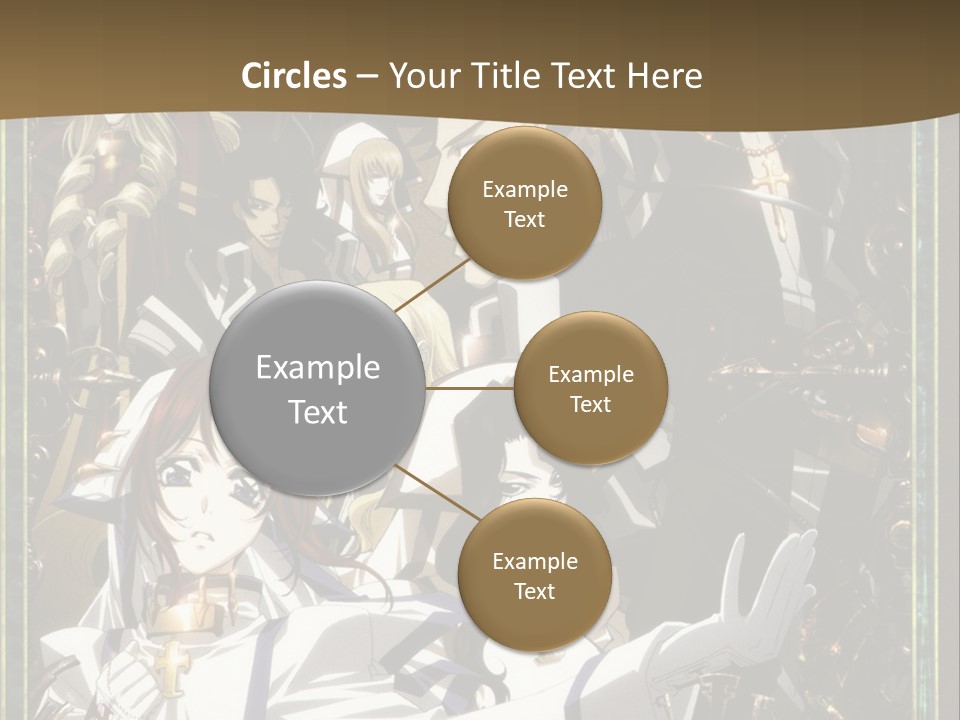 A Group Of Anime Characters On A Brown Background PowerPoint Template