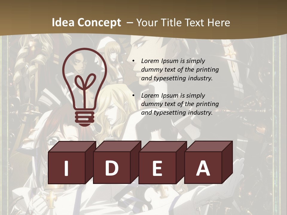 A Group Of Anime Characters On A Brown Background PowerPoint Template