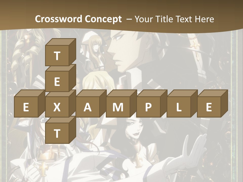 A Group Of Anime Characters On A Brown Background PowerPoint Template