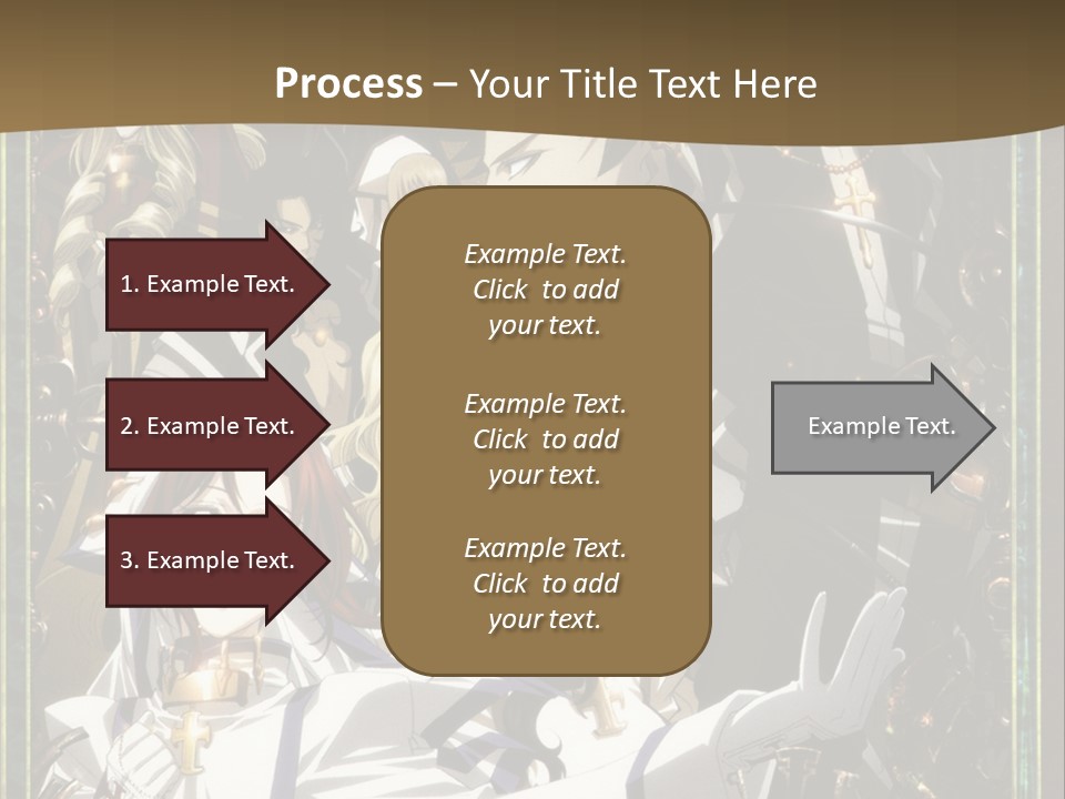 A Group Of Anime Characters On A Brown Background PowerPoint Template