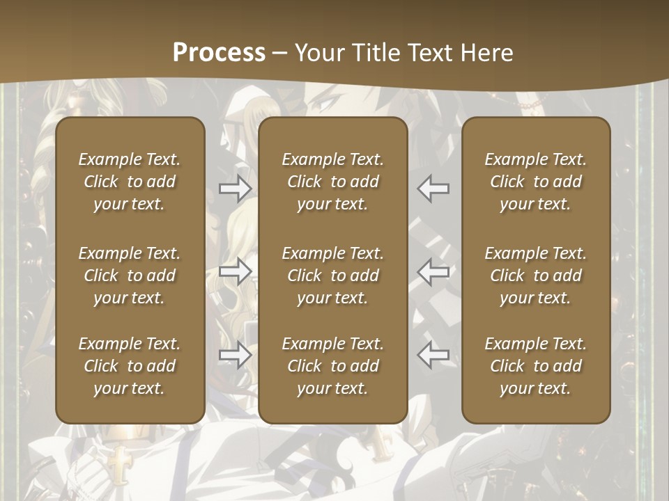 A Group Of Anime Characters On A Brown Background PowerPoint Template