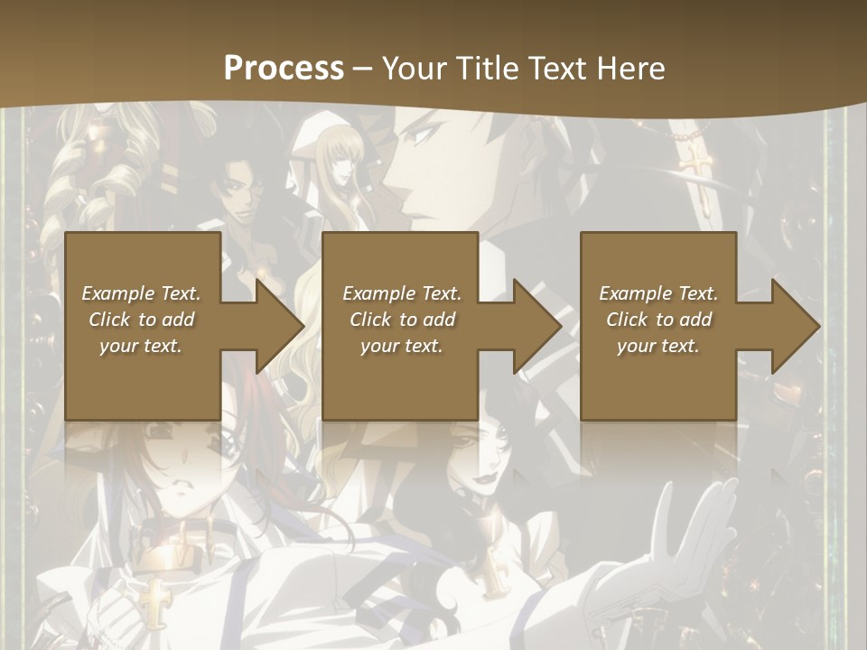 A Group Of Anime Characters On A Brown Background PowerPoint Template