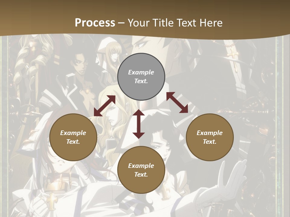 A Group Of Anime Characters On A Brown Background PowerPoint Template