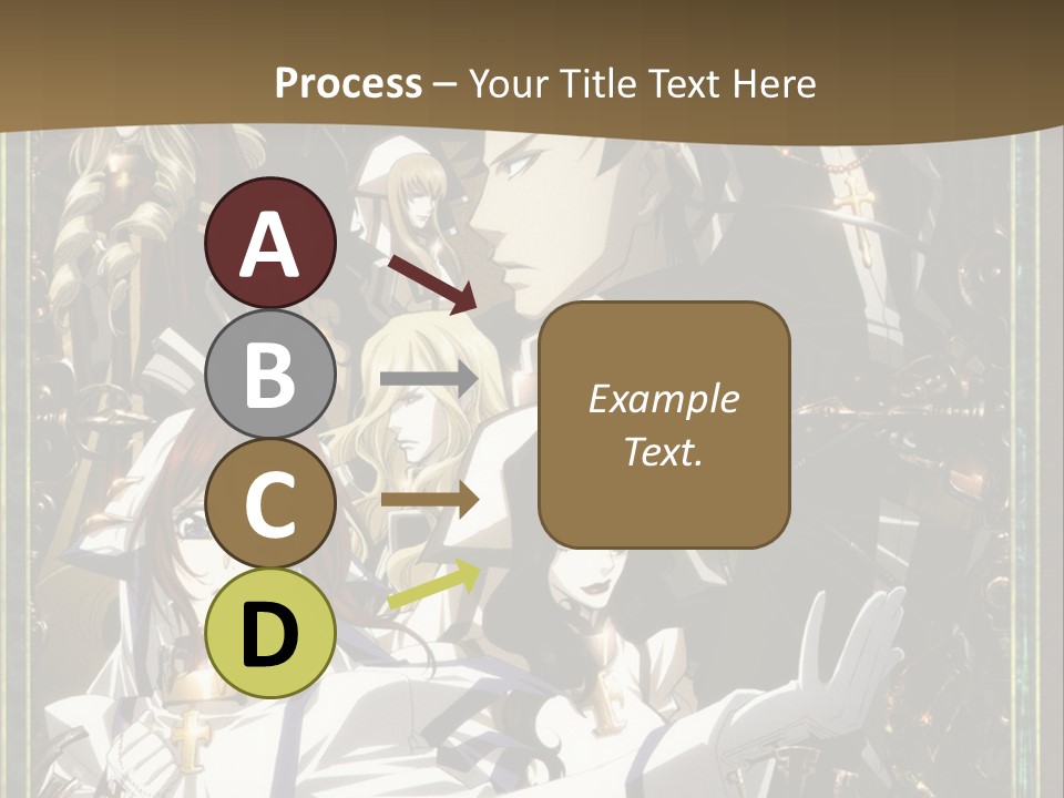 A Group Of Anime Characters On A Brown Background PowerPoint Template