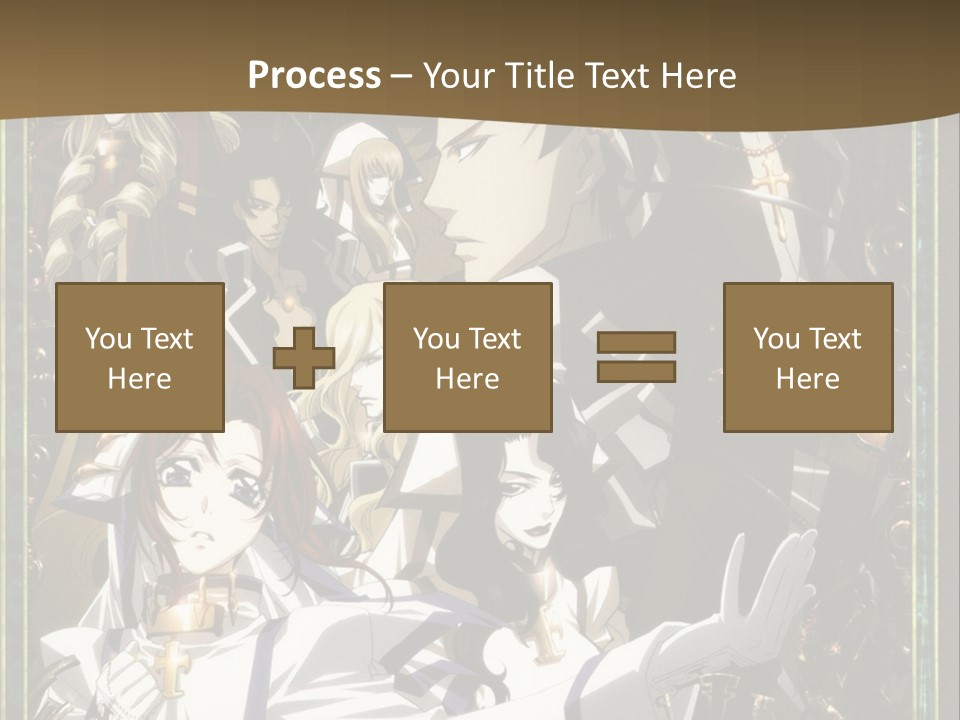 A Group Of Anime Characters On A Brown Background PowerPoint Template